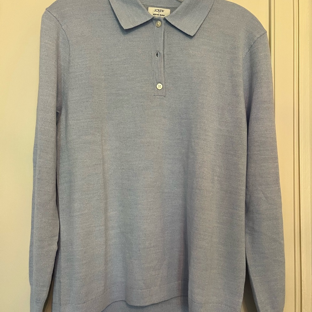 J. Crew NWOT Light Blue Long-Sleeve Polo Sweater